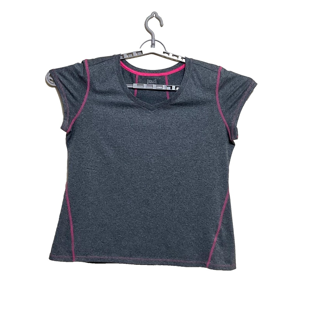 Everlast sport athletic active‎ workout polyester short sleeve gray women top XL
